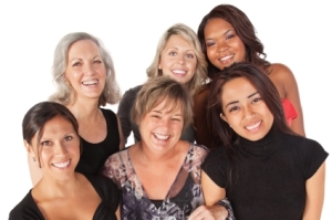 diverse smiling women